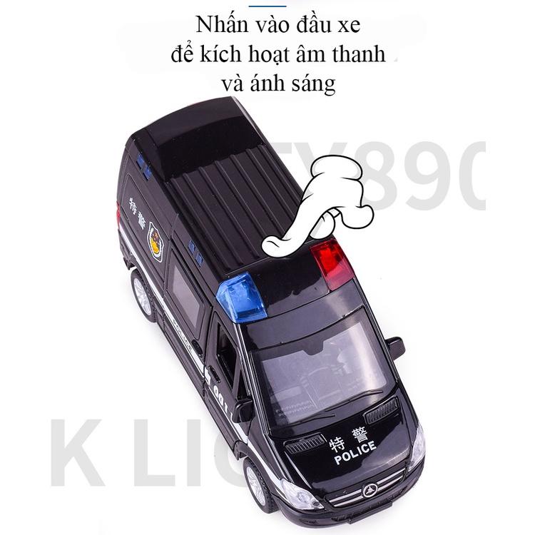 Đồ chơi KAVY xe cảnh sát có nhạc, đèn, chạy cót, mở được tất cả cánh cửa hiệu Mercedes Benz
