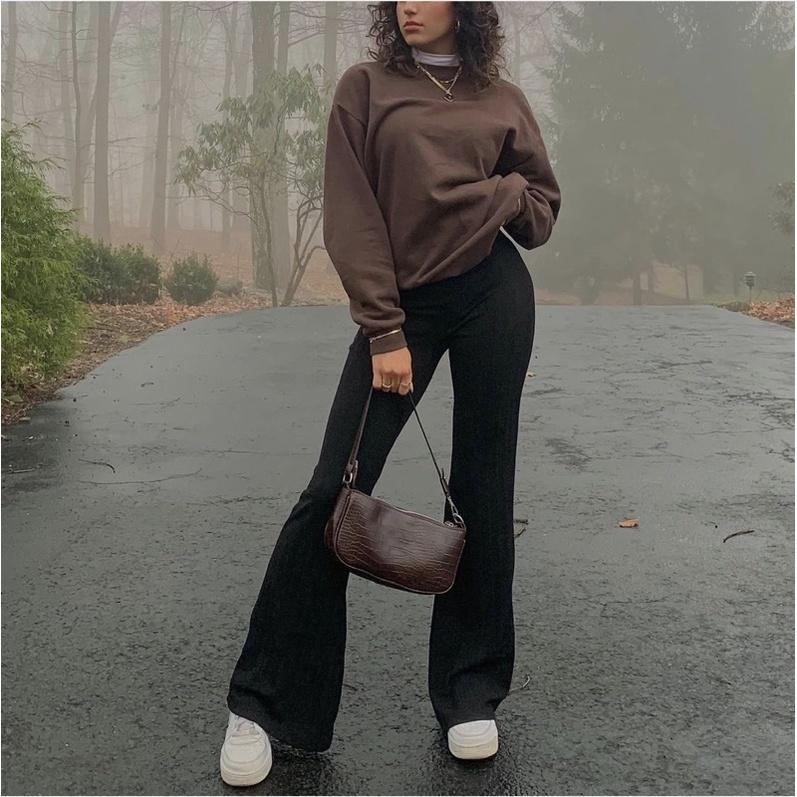 Quần ống loe chất cotton lạnh đứng form theo phong cách Old School