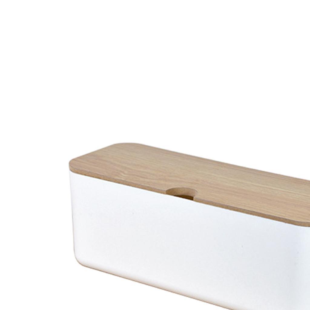 Cable Management Box Cord Tidy Socket Organizer for Home Office Small White