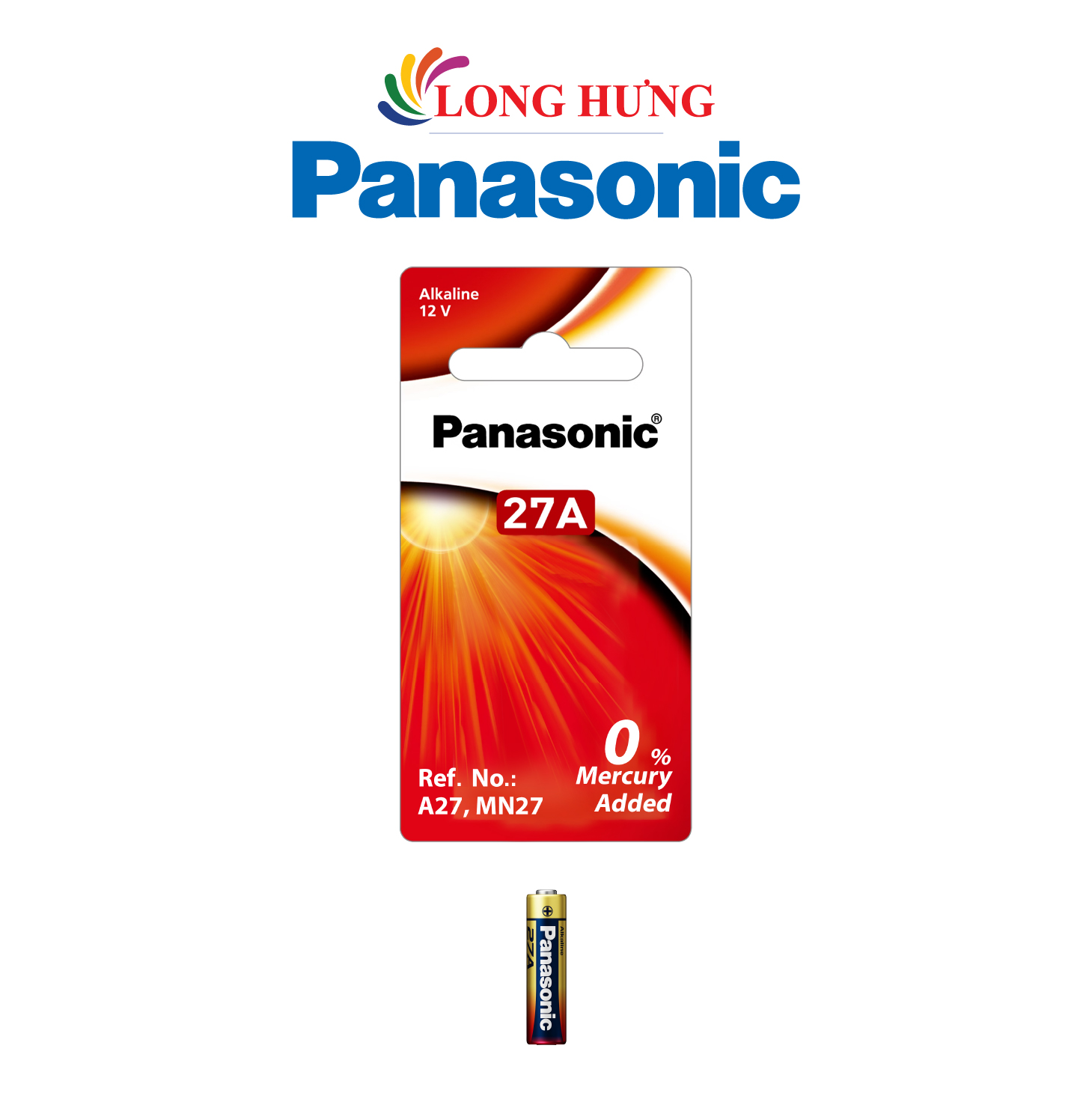 Vỉ Pin kiềm Panasonic Alkaline 27A 12V LRV27A/1BPA (1 viên/5 viên) - Hàng chính hãng