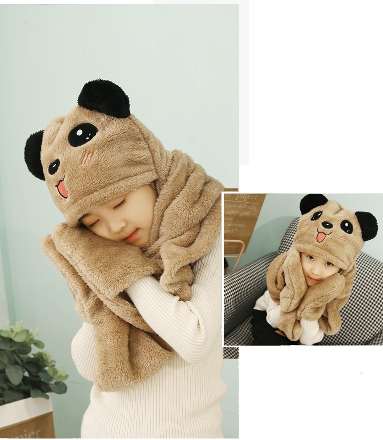 Mũ gấu xám vải nhung Cotton cho các bé trai và bé gái