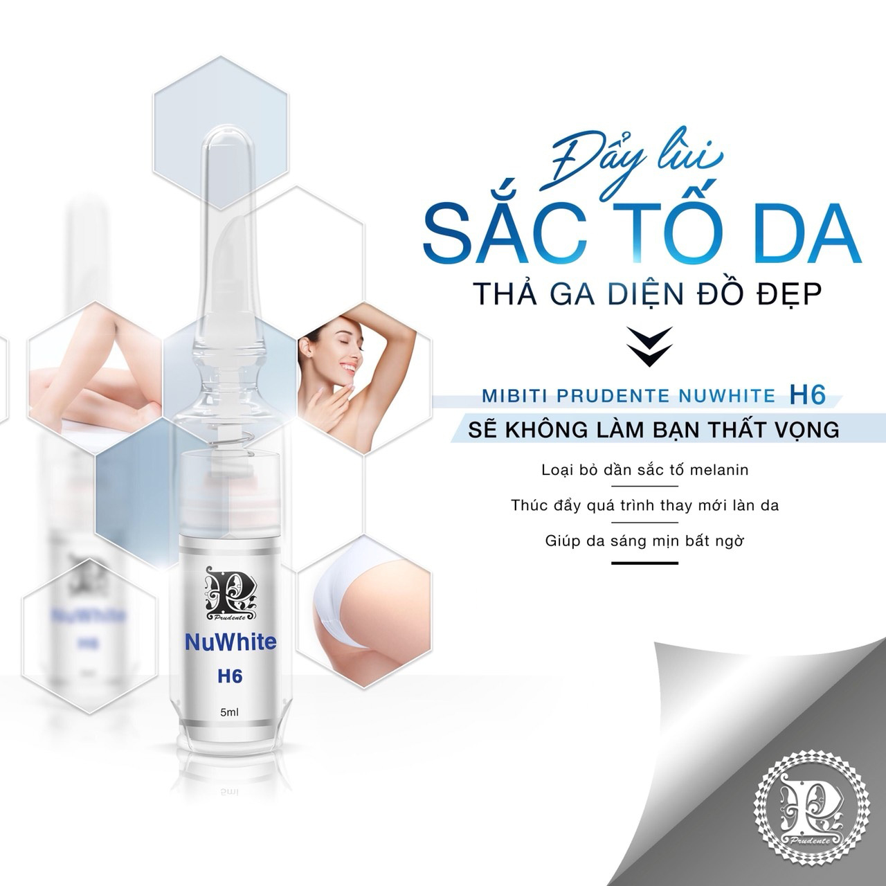 Kem ngừa Thâm Nám Nách, Bẹn mông AlphaWhite H6 Từ Nuwhite Mibiti Prudente Professional Mỹ 5ml