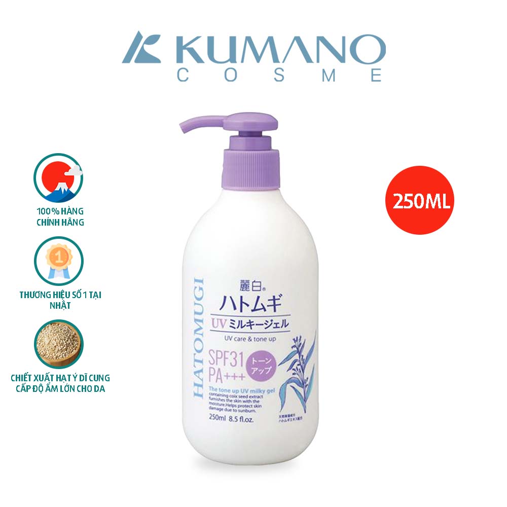 Sữa Dưỡng Thể Chống Nắng Dưỡng Da Trắng Hồng Nâng Tone Và Dưỡng Ẩm Da Hatomugi SPF31 PA +++ 250ml