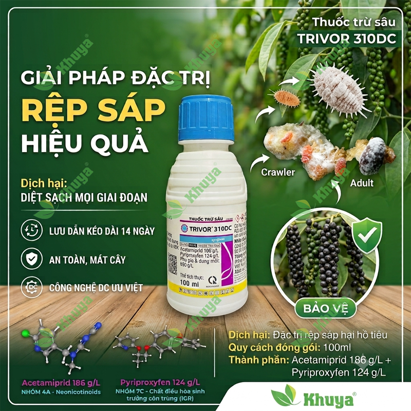 Thuốc trừ sâu Trivor 310SC (chai 100ml) Syngenta Giải pháp trị Rệp Sáp