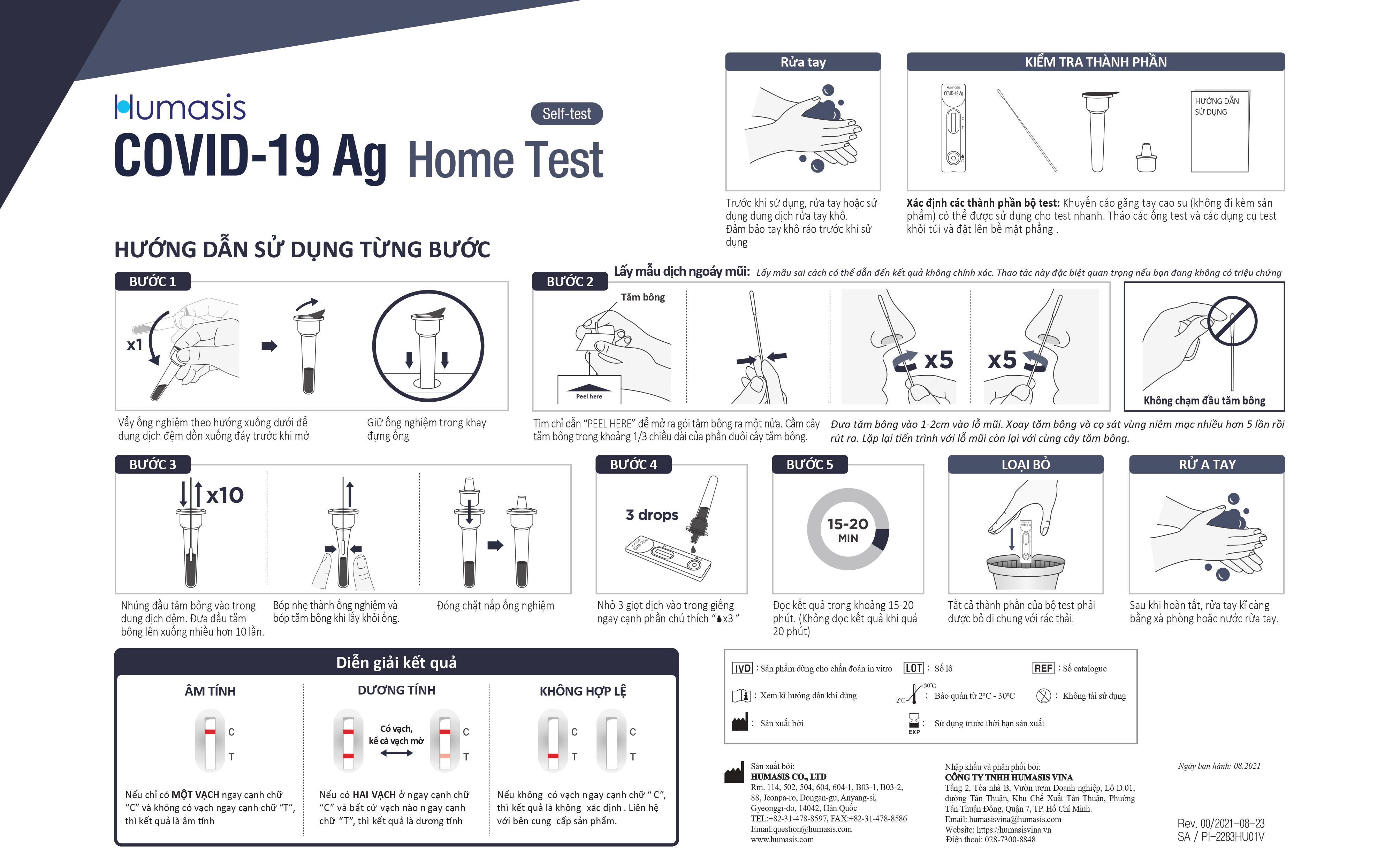 TEST NHANH HUMASIS COVID-19 AG HOME TEST (25 test/hộp)