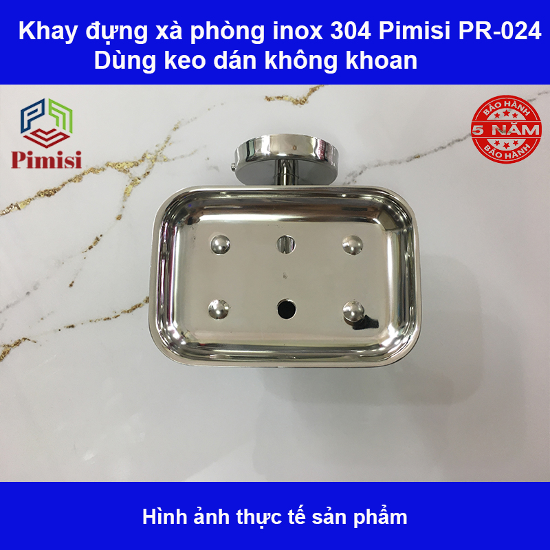 Khay đựng xà phòng cục dán tường Pimisi inox 304 dùng làm kệ xà bông trong nhà tắm gắn tường bằng keo không cần khoan | Hàng chính hãng