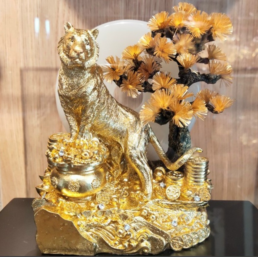 Hình ảnh Tượng hổ dát vàng 24k (30x30x20cm) MT Gold Art- - Hàng chính hãng, trang trí nhà cửa, phòng làm việc, quà tặng sếp, đối tác, khách hàng, tân gia, khai trương 