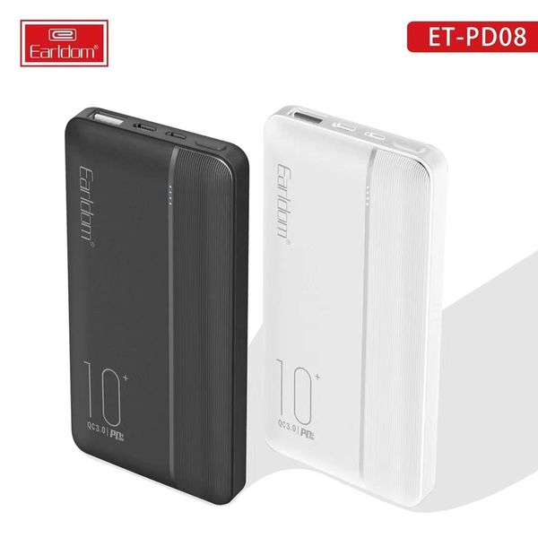 Pin sạc dự phòng 10.000 mAh Earldom PD08, 2 cổng vào Micro và Type C, công nghệ sạc nhanh QC 3.0, thiết kế nhỏ gọn dễ dàng mang theo, dùng cho iPhone/ Samsung/Oppo/Xiaomi/ – hàng chính hãng