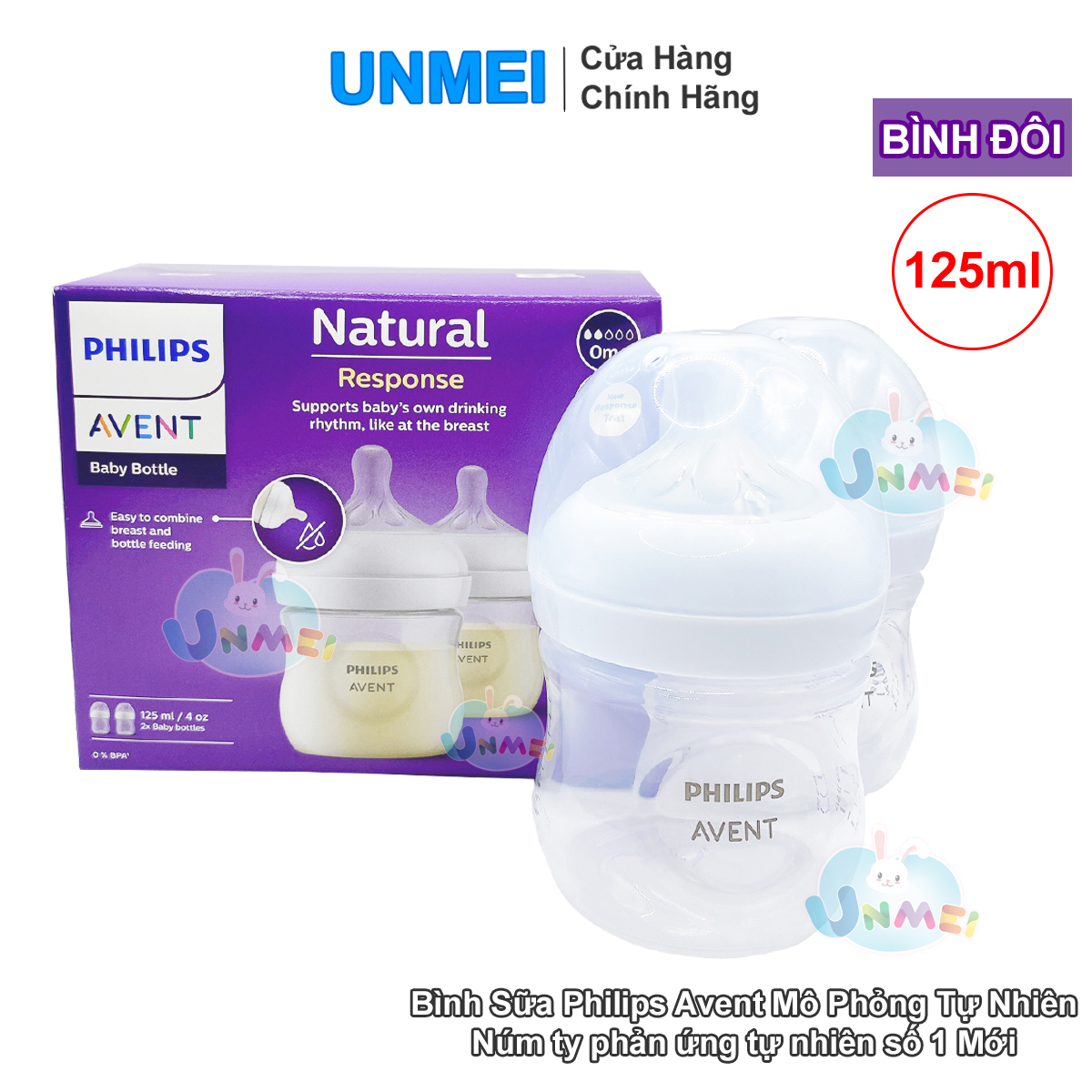 Bình Sữa Mô Phỏng Tự Nhiên Mới Philips Avent Natural Response - 125ml/ 260ml/ 330ml (Hộp 1 bình)