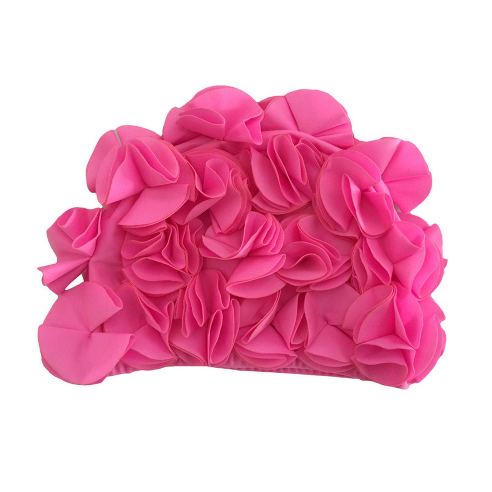 Swimming Hat Swim Hat Fashion Floral Petals Vacation Reusable Bathing Caps Swim Caps Swimming Cap for Girls Women Curls Long Short Hair