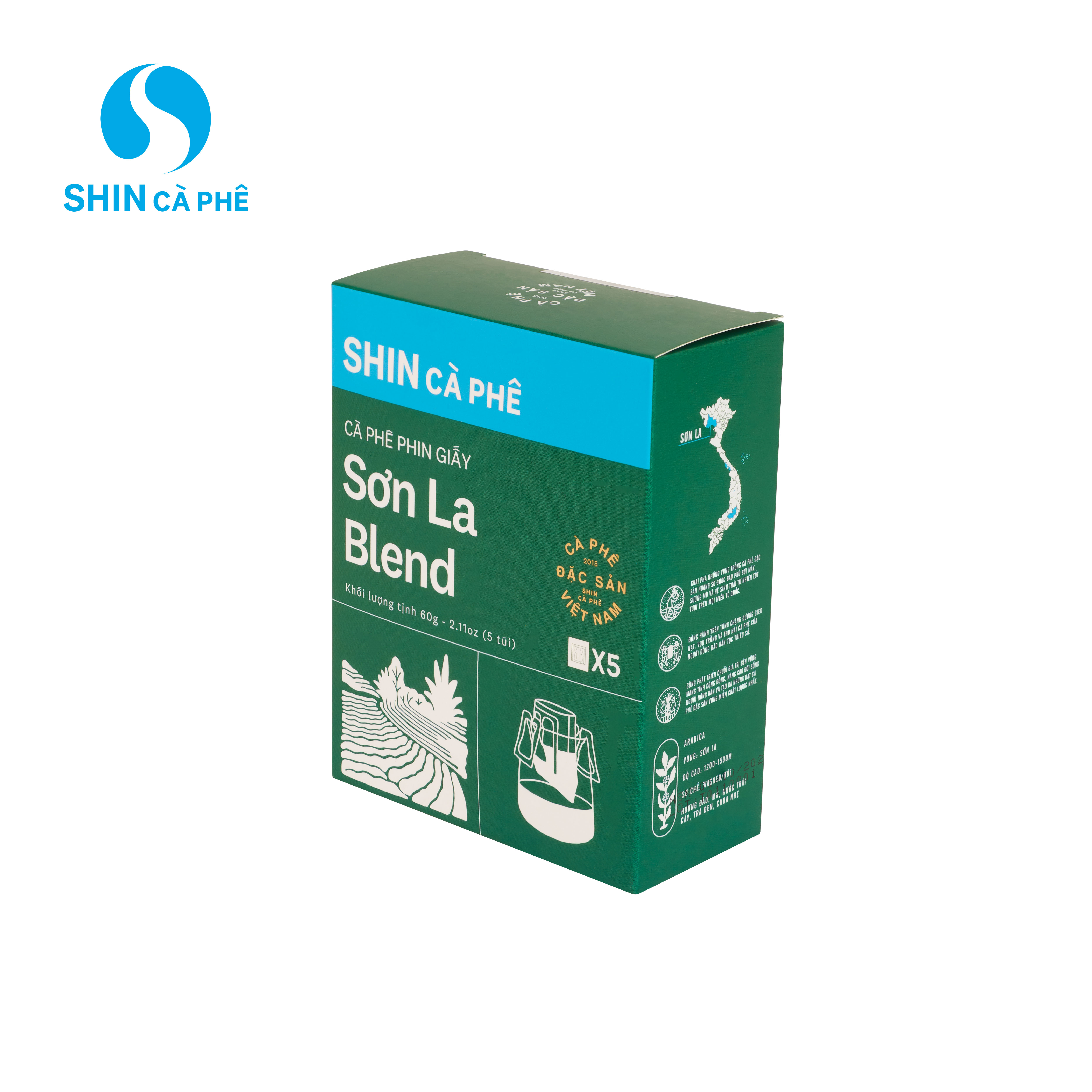 SHIN Cà Phê - Sơn La Blend Phin Giấy tiện lợi hộp 5 gói