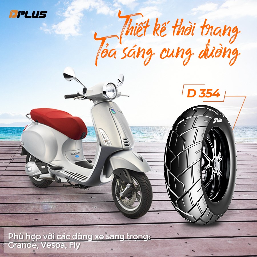 Lốp xe máy DPLUS 120/70-10 bánh sau Piaggio LX, Vespa LX