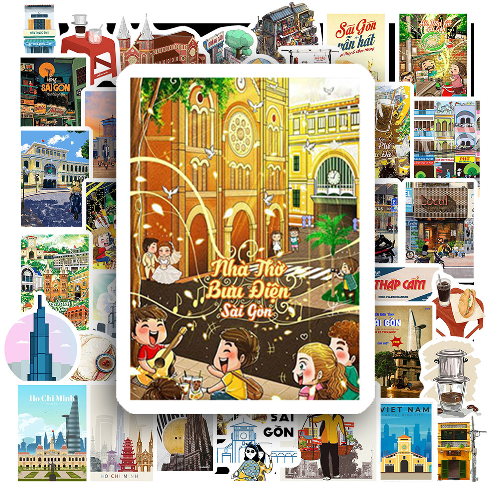 Set 50 Sticker HÌNH SÀI GÒN DỄ THƯƠNG | Trang Trí Xe - Laptop - Nón Bảo Hiểm | MS: 000400