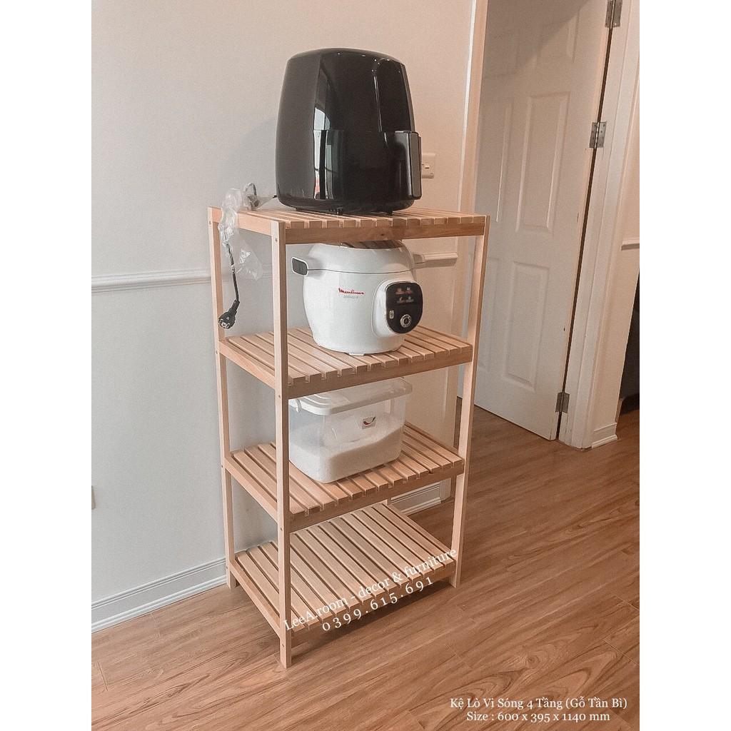 Kệ Lò Vi Sóng 4 Tầng Bằng Gỗ Tần Bì Cao Cấp / Oven-Rack 4f