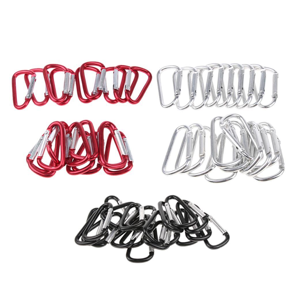 20 pcs Pack Outdoor Carabiner Climbing D Ring Keychain Aluminum Locking Hooks for Hiking Wire Dia.4.0