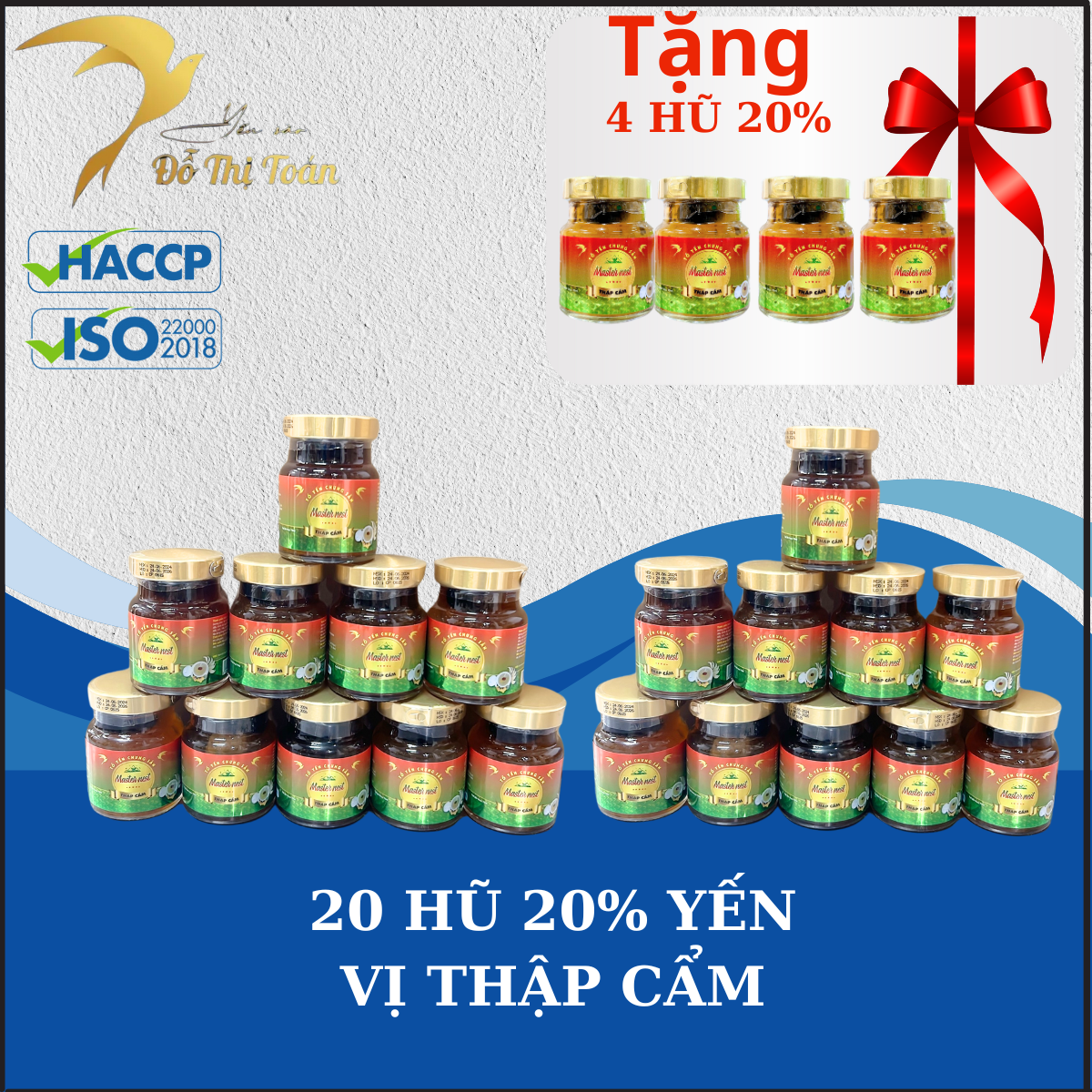 [DTT] 20 hũ yến 20% (Kèm 4 hũ) Yến Chưng Chọn Vị  - Yến sào Đỗ Thị Toán