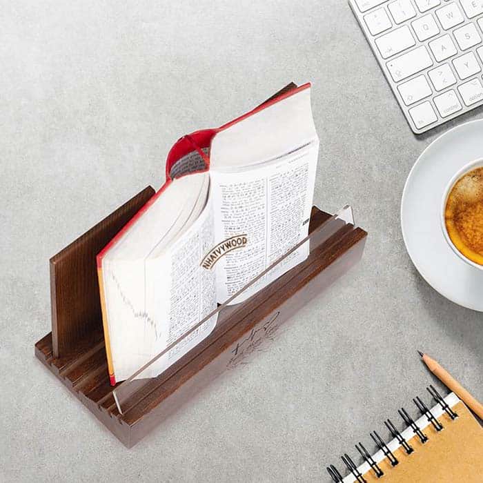 Kệ đọc sách thông minh Nhật Vy BH06 có thể đọc sách dày đến 1000 trang - Giá đọc sách để bàn bằng gỗ - Kệ để ipad để bàn.
