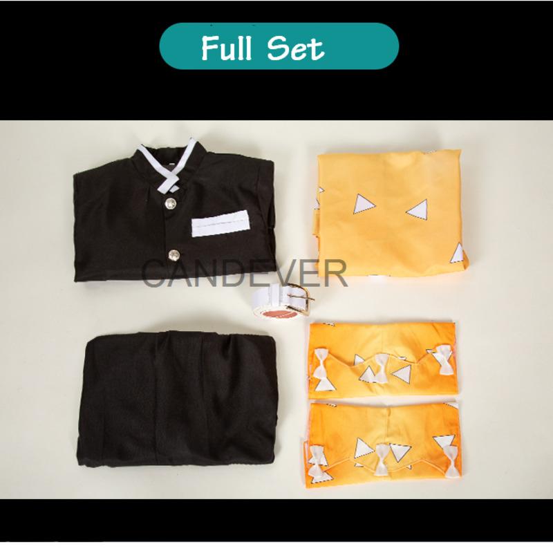 Anime Demon Slayer Kimetsu Không Yaiba Agatsuma Zenitsu Trang Phục Hóa Trang Nam Nhật Bản Kim Đồng Nhất Halloween Tóc Giả Bé Trai Con Trẻ Em