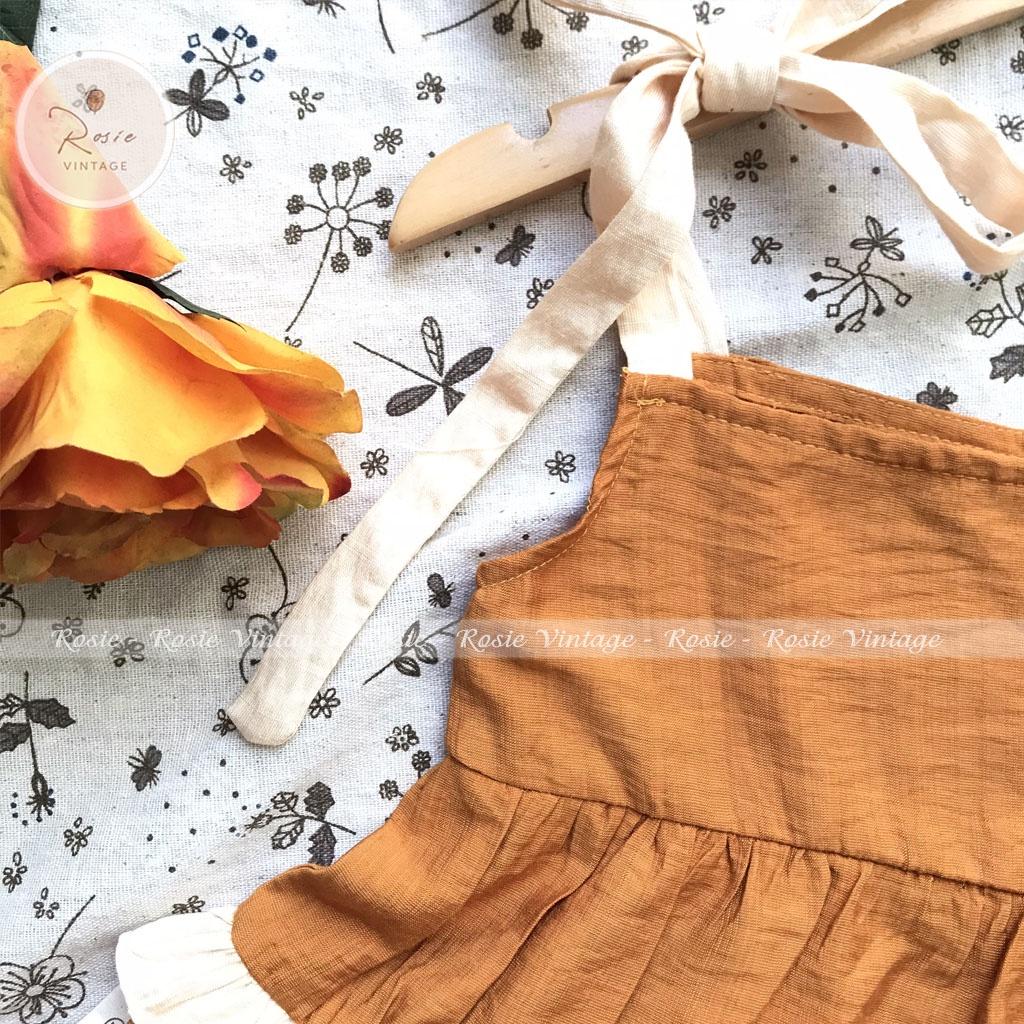 Váy 2 dây 3 tầng ROSIE V31 Sunflower Dress Vintage chất vải mềm mát cho bé từ 9-40kg