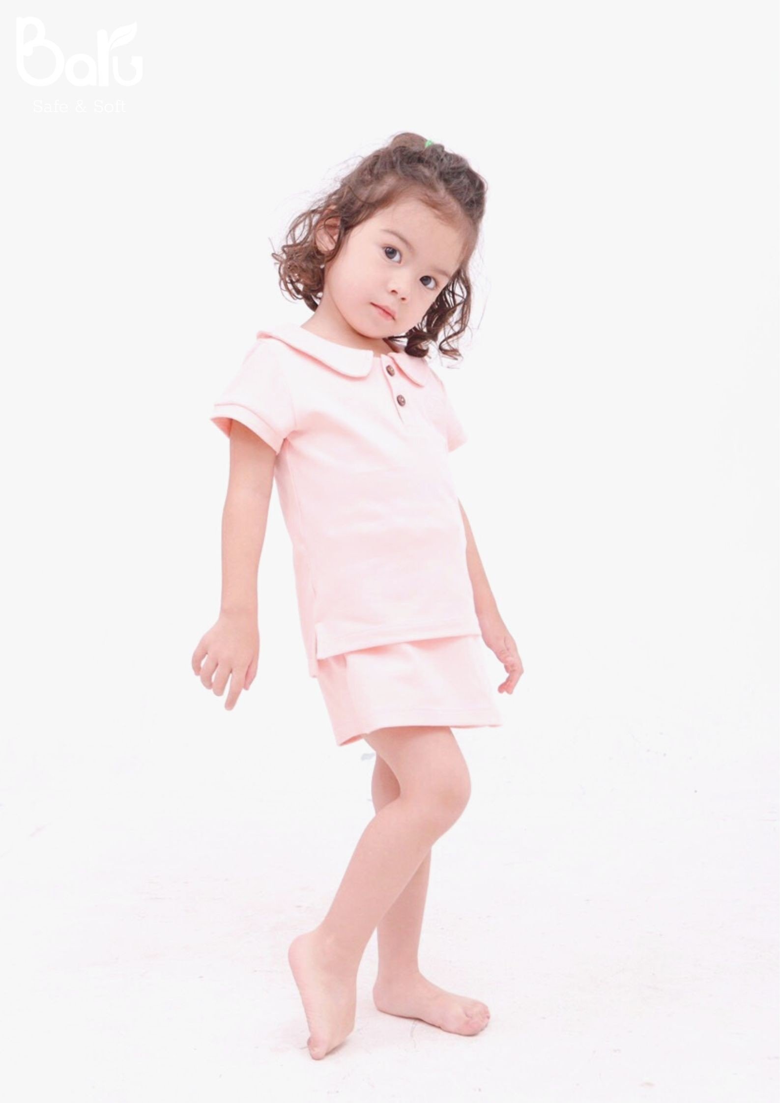 Bộ cộc tay polo kèm quần giả váy  BARU cho bé gái cotton 100%- thời trang trẻ em ( 6M -4Y )