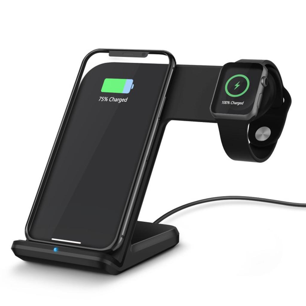 2 in1 Qi Wireless Charger Charging Pad Stand Dock For  Apple Watch NEW
