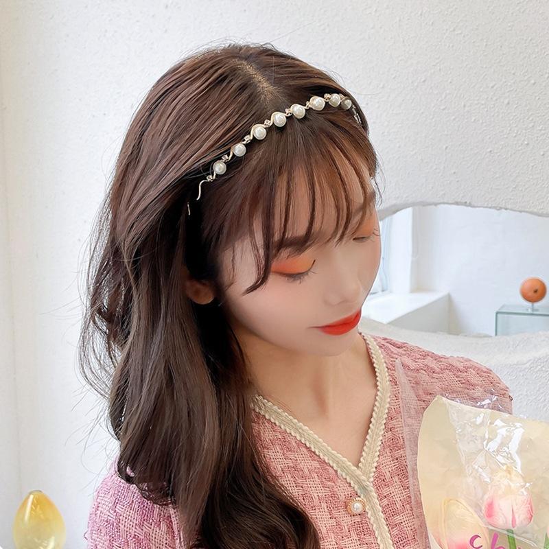 Bờm tóc đính đá Hàn Quốc, bờm tóc đính ngọc trai nhân tạo đẹp xinh xắn dễ thương Hanabi BT02