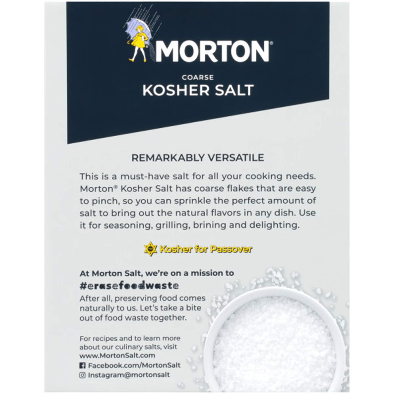 Muối Kosher hiệu Morton Kosher Salt  - Hộp 1.36kg