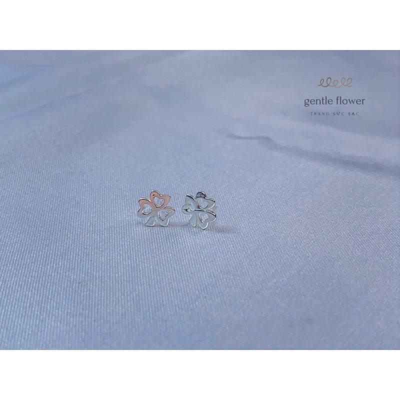 Bông Tai Bạc nữ Đính Kèm cỏ 3 lá đơn giản Gentle Flower