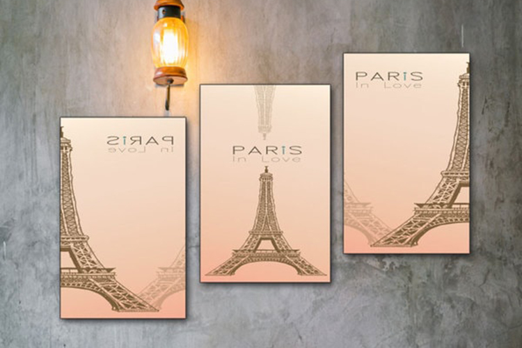 Bộ 3 Tranh Trang Trí "Paris In Love" - W213