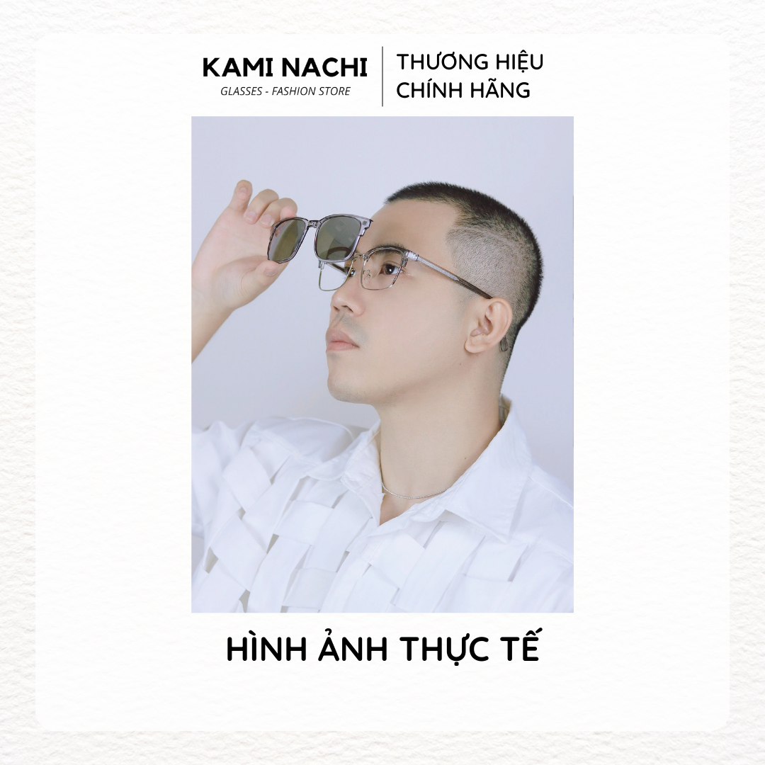 Gọng kính Clip On phiên bản Retro vuông bầu đa năng, cắt được cận KAMI NACHI T8312