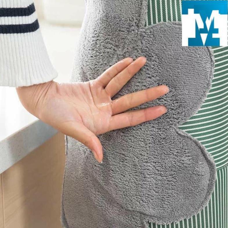 Tạp dề kẻ hoa có khăn lau tay bên hông, tạp dề chống thấm nước
