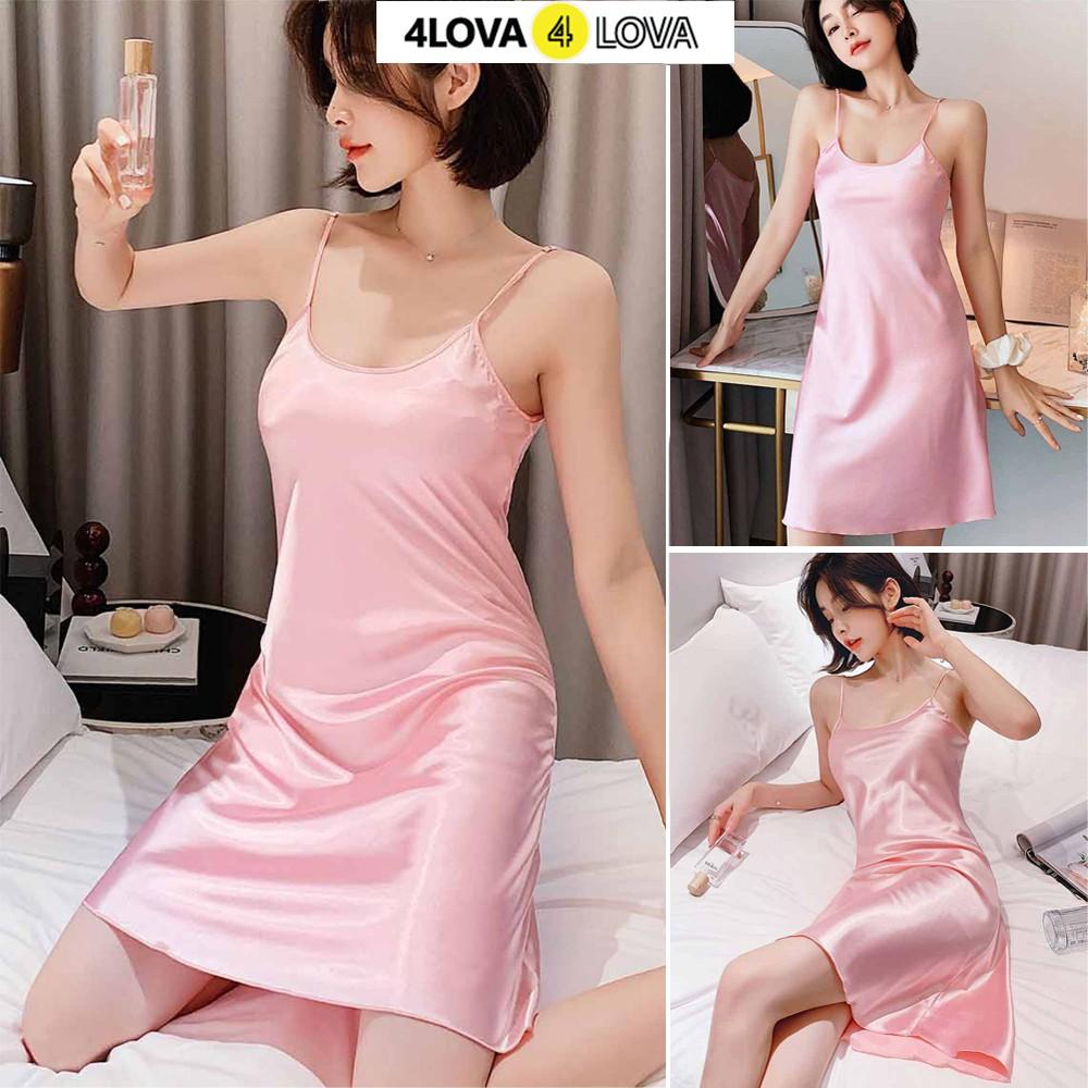 Váy ngủ 2 dây lụa satin cao cấp 4Lova mềm mịn, quyến rũ