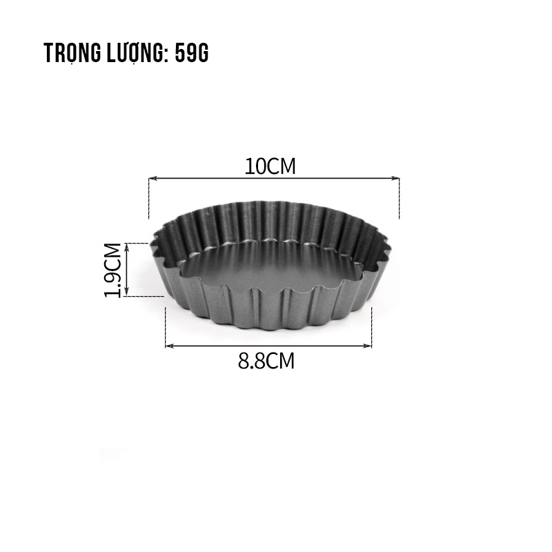 Khuôn Làm Bánh Tart, Khuôn Bánh Tart Trứng Chống Dính Đế Rời Thép Carbon Cao Cấp Size Nhỏ 10cm