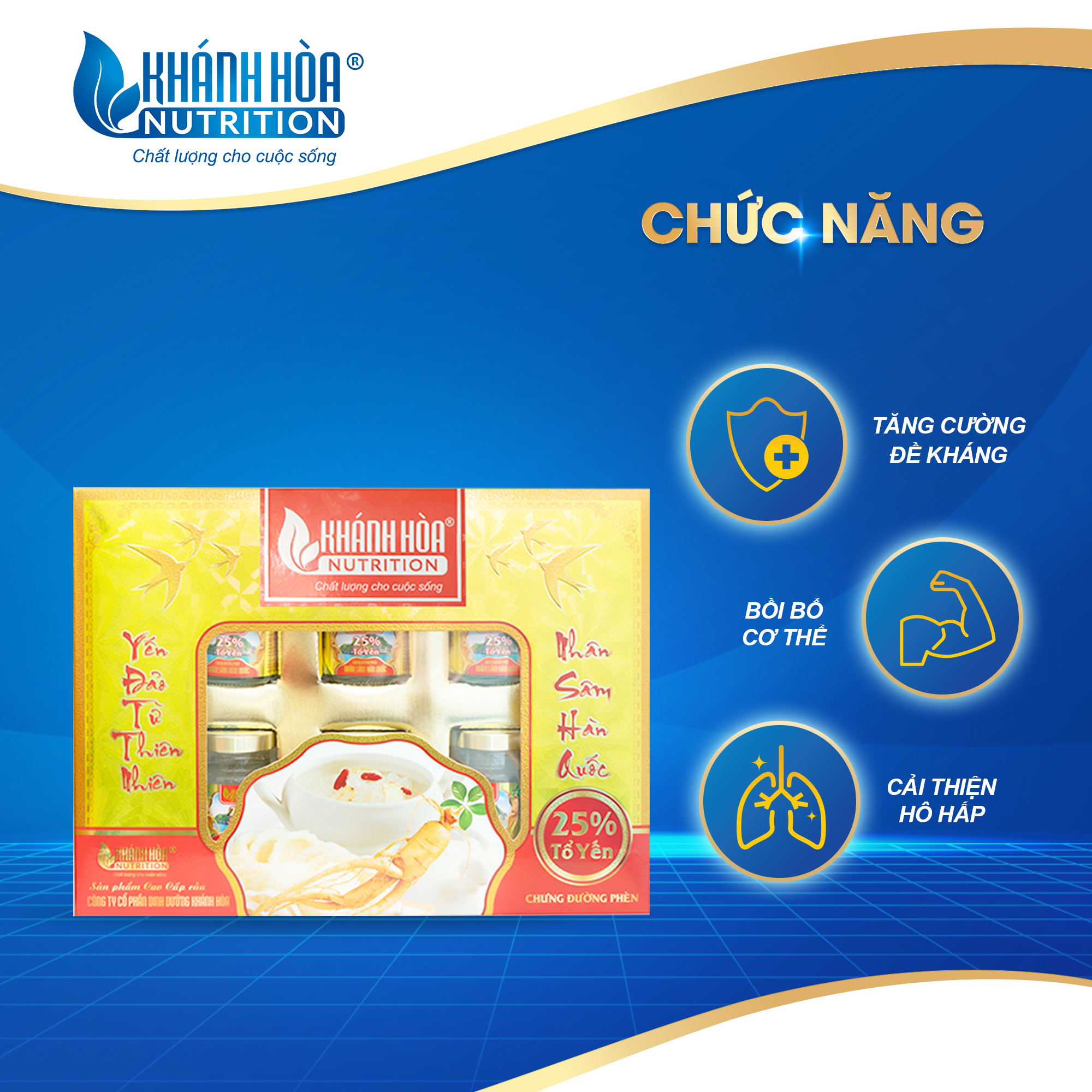 Hộp Quà Tặng 6 Lọ Nước Yến Sào chưng Nhân Sâm Hàn Quốc Khánh Hòa Nutrition 25% (lọ 70ml)