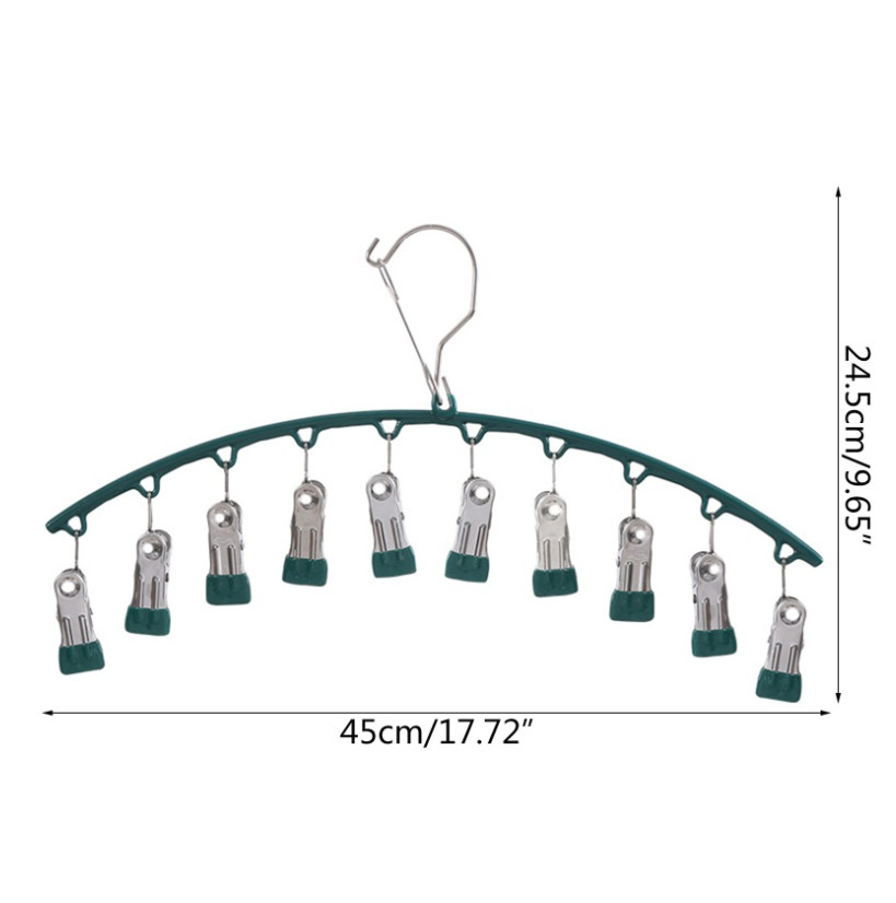 Móc Inox treo quần áo em bé, khăn tay, tất vớ, đồ lót - Chống rơi ngoài gió - 10/20 kẹp