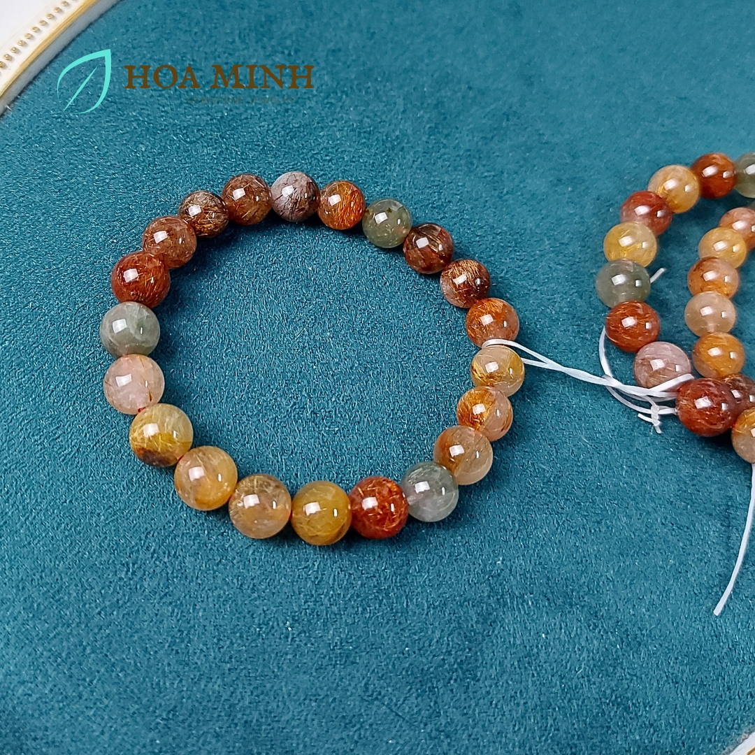 Vòng tay đá Thạch Anh Tóc tam tài size 9 li Thạch Anh Tóc Đỏ Thạch Anh Tóc Vàng Thạch Anh Tóc Xanh