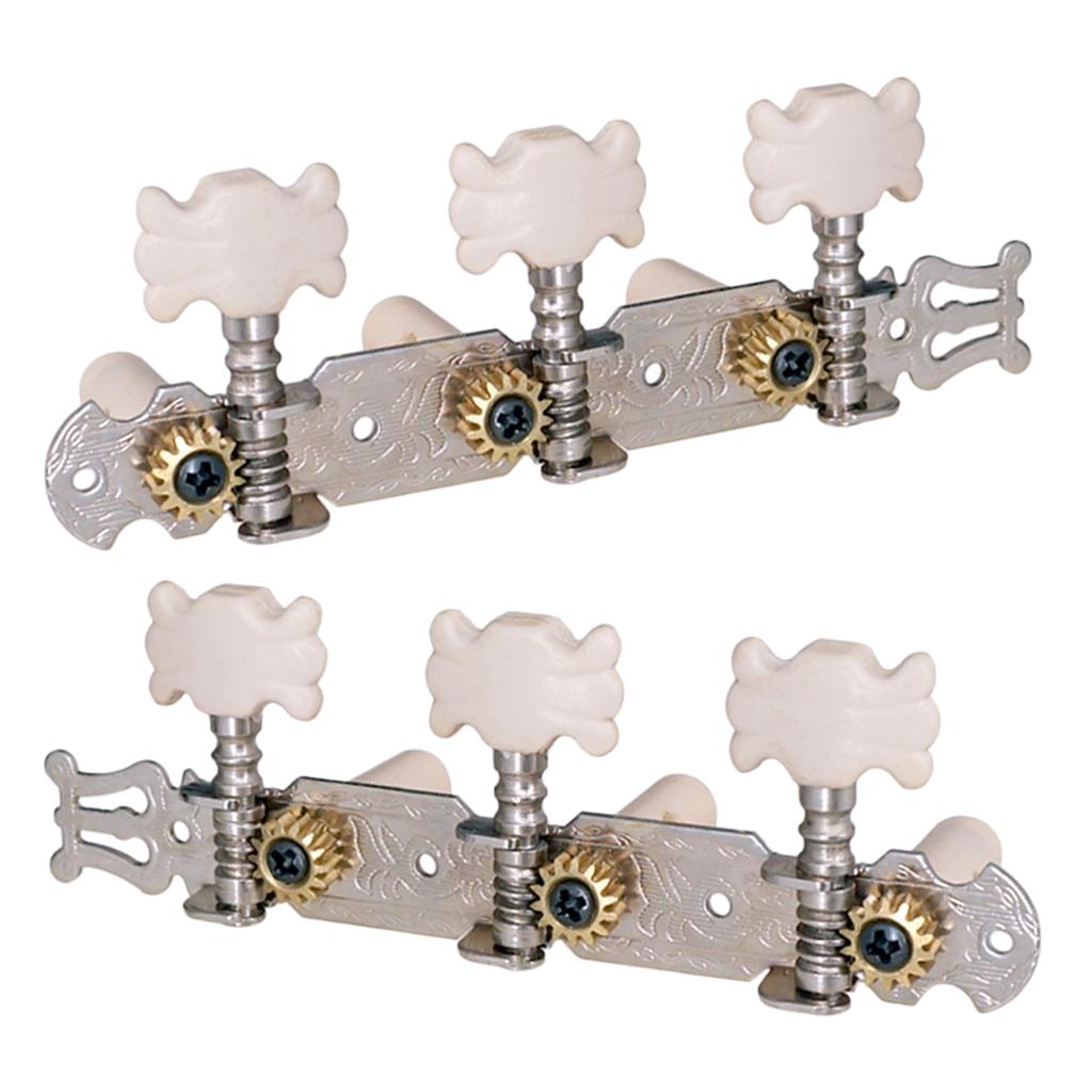 2pcs Classical Guitar Tuning Pegs Keys Machine Heads Tuner with White Button