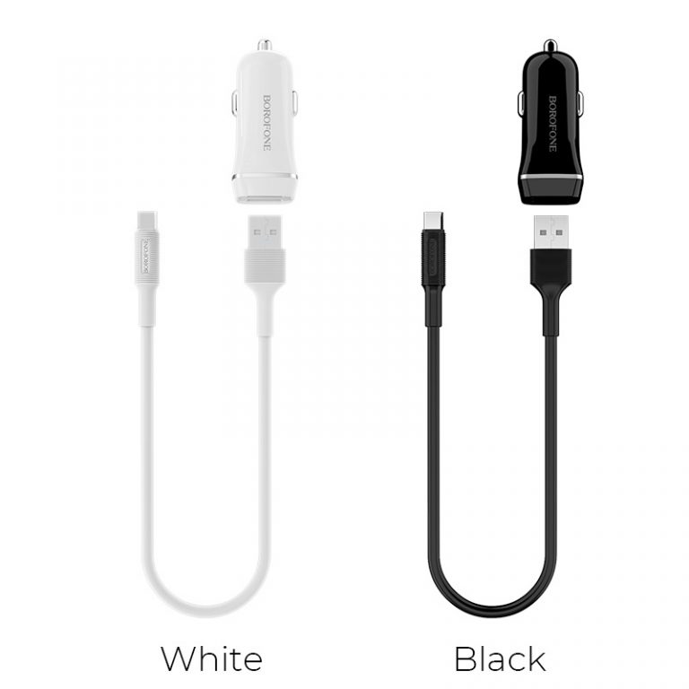 BOROFONE -Bộ Cóc Cáp Sạc Xe Hơi BZ2 Cổng Type C- 2 Cổng USB -Hàng Nhập Khẩu