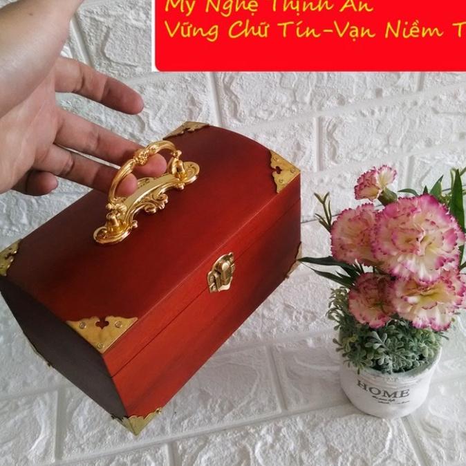 Hộp đựng trang sức,con dấu gỗ hương quý hiếm bọc đồng nắp vòm HBD02 - HÀNG ĐẸP TINH XẢO