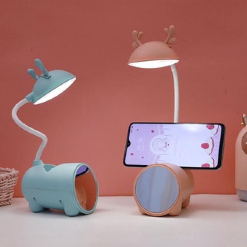 Đèn Học Để Bàn Có Gương Soi Và Khe Để Điện Thoại