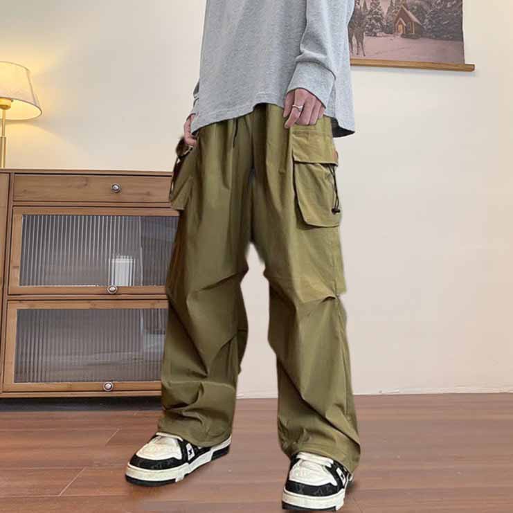 Quần Dài Túi Hộp Dây Rút Ống Rộng Kaki Màu Sắc 3 Màu Cạp Cao Nam Nữ Unisex Chất Vải Mềm Mát Mùa Hè