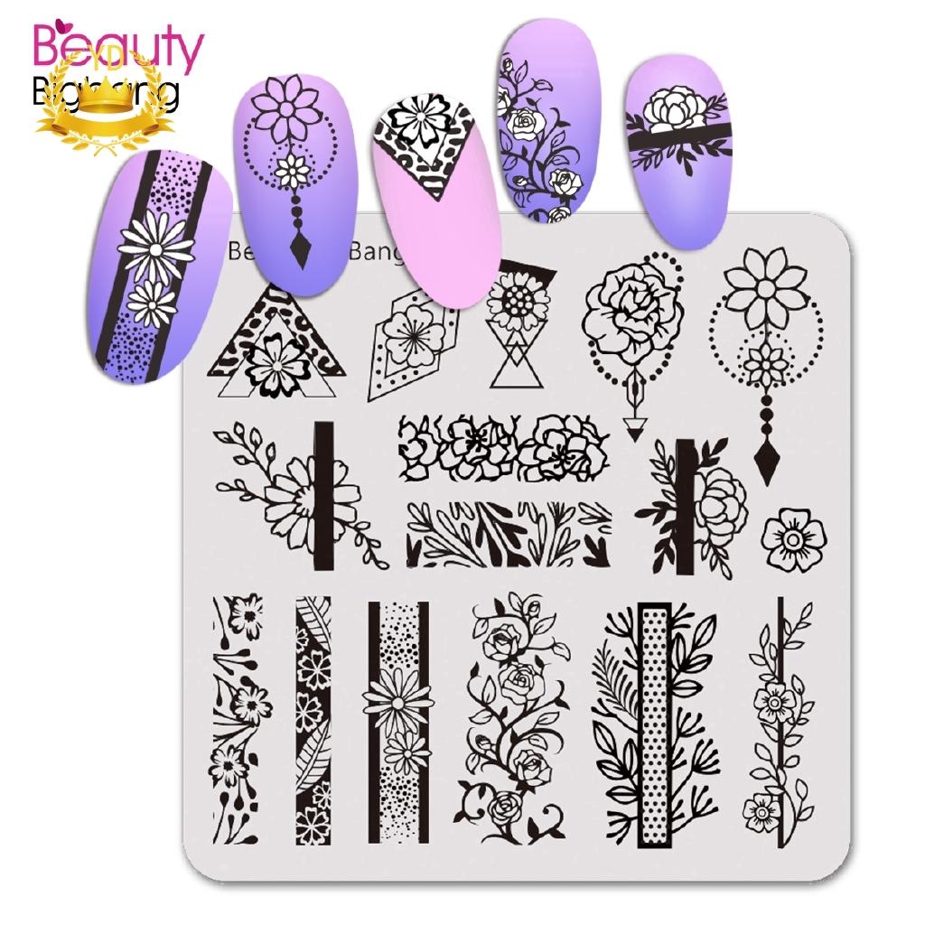 Khuôn trang trí móng tay nghệ thuật họa tiết hoa xinh xắn 6x6cm