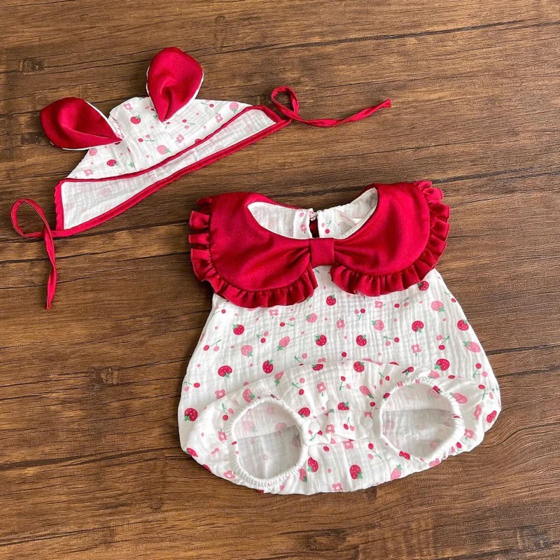 Set Body Viền Bèo Cổ Họa Tiết Hoa Cho Bé Gái Sơ Sinh 1 2 Tuổi Từ 3-11kg Dành Cho Bé Gái