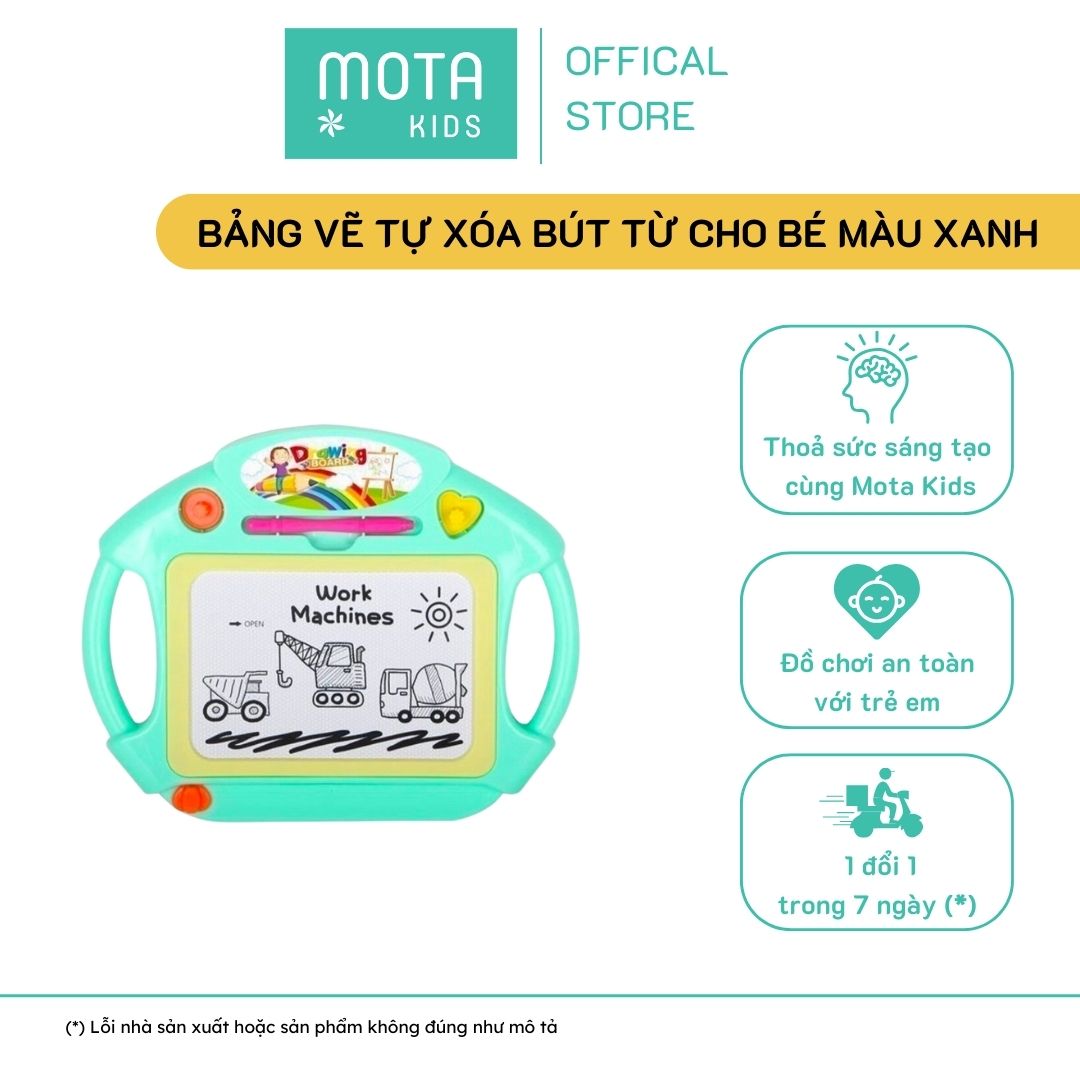 [M2002XANH - Mota Montessori] Đồ chơi cho bé Bảng vẽ tự xóa POLI kèm bút từ màu xanh - Hàng chính hãng