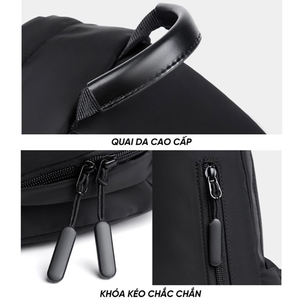 Túi đeo chéo Basic vải Polyester chống nước, tích hợp dây sạc USB unisex nam nữ phong cách thời trang DRU - Hàng Chính Hãng