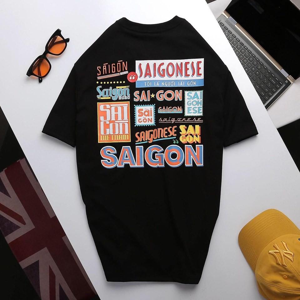 Áo Thun Tay Lỡ SAIGON màu Trắng/ Đen Nam nữ Unisex - áo phông trơn in chữ saigon