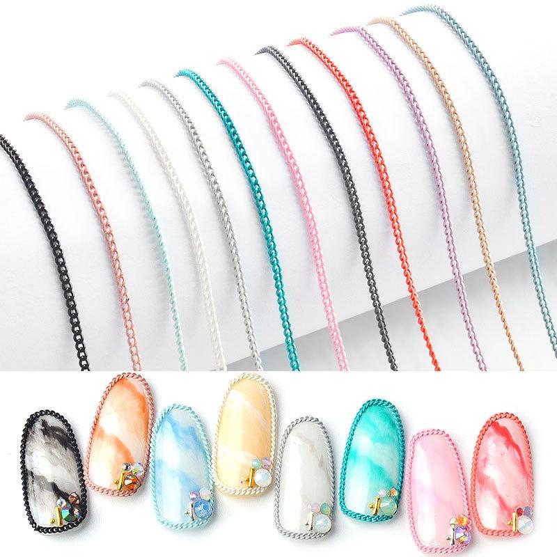 Charm xích bi nail Yapas dây dài 50cm nhấn viền móng , Charm đính gắn móng tay xích hạt cao cấp