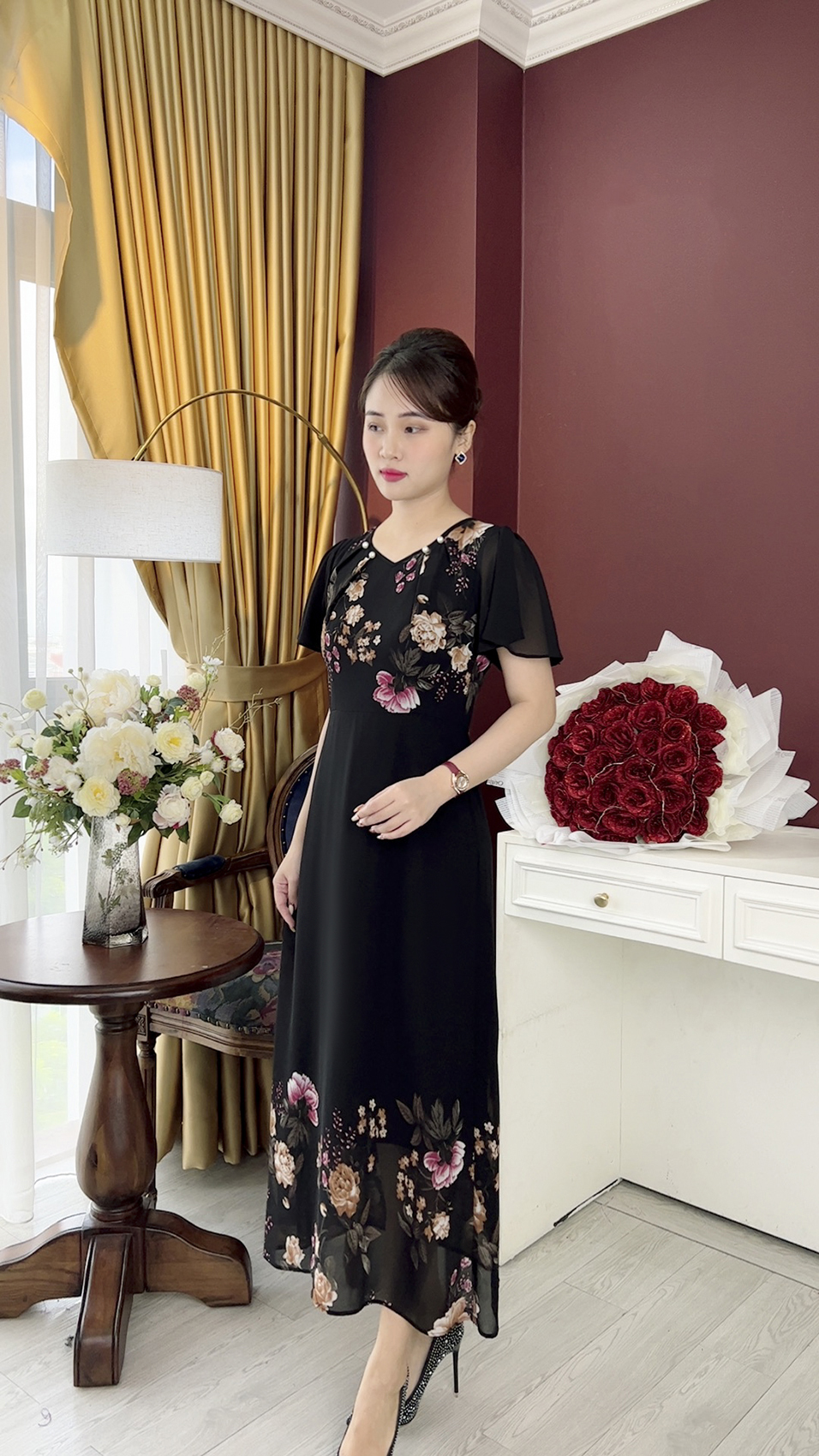 Đầm trung niên cao cấp [LINH TRÀ] (TM 887) đầm von hàn dáng xòe thiết kế lịch sự, sang trọng