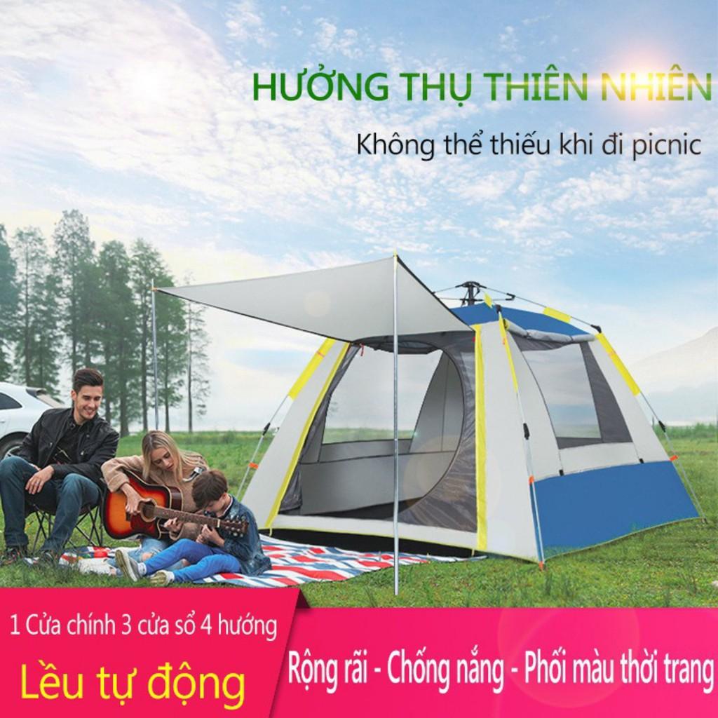 Lều cắm trại tự bung cho 4 người, lều dã ngoại 1 cửa chính 3 cửa sổ, chống nắng chống mưa - Home and Garden