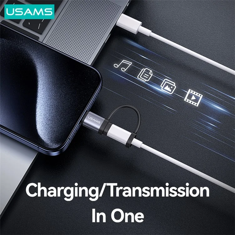 Đầu chuyển đổi dây sạc (L to C) Usams SJ677 hỗ trợ sạc nhanh PD 60W cho điện thoại  _ Hàng chính hãng